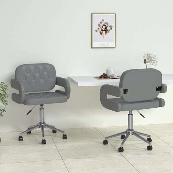 vidaXL drejelige spisebordsstole 2 stk. kunstl&aelig;der gr&aring;