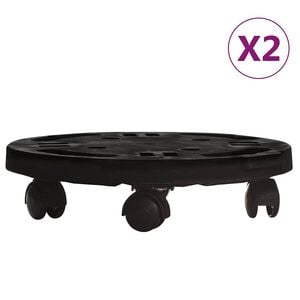 vidaXL plantevogne 2 stk. med hjul 170 kg diam. 30 cm sort