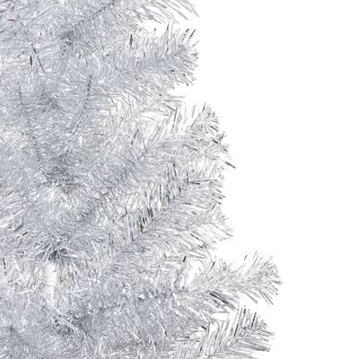 vidaXL kunstigt juletræ med lys og juletræsfod 210 cm PET sølvfarvet