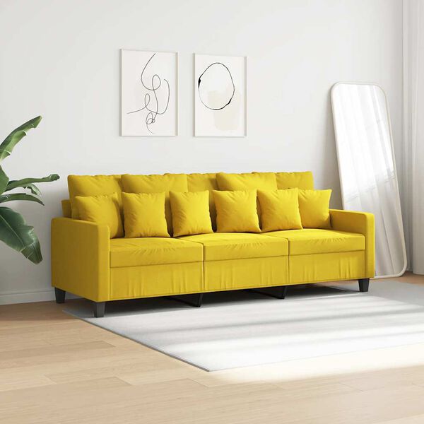 vidaXL 3-personers sofa 180 cm stof lysegul