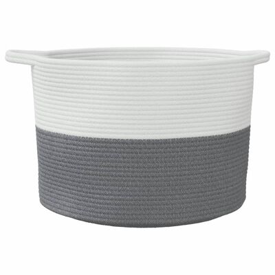 vidaXL vasketøjskurv Ø55x36 cm bomuld grå og hvid