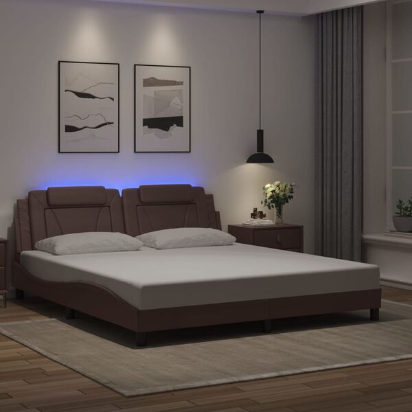 vidaXL sengeramme Viana med LED uden madras 100x200 cm brun