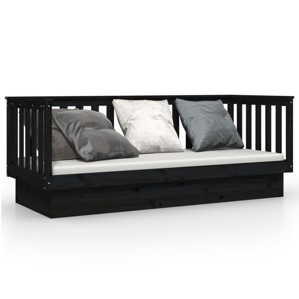 vidaXL daybed 75x190 cm massivt fyrretræ sort