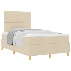 vidaXL Box spring seng med hovedg&aelig;rde Creme 120 x 190 cm Stof