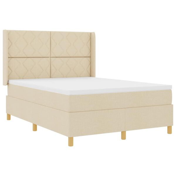 vidaXL Box spring seng med madras Creme 140 x 200 cm Stof