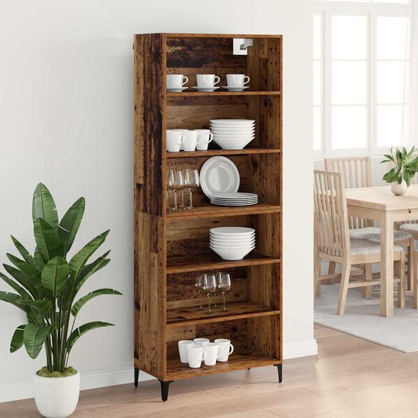 vidaXL Highboard Gammelt tr&aelig; 69,5 x 34 x 180 cm Konstrueret tr&aelig;