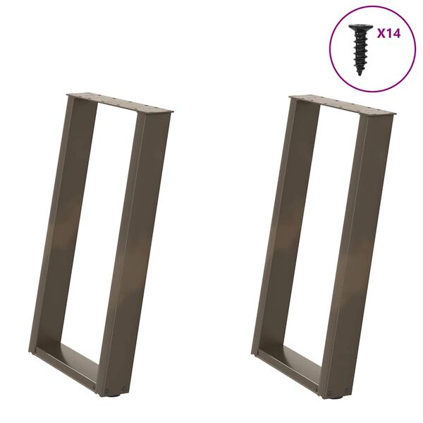 vidaXL spisebordsben U-formet 2 stk. naturst&aring;l 60 x (72-73) cm st&aring;l