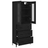 vidaXL Highboard med skuffe Sort eg 69,5 x 34 x 180 cm Konstrueret tr&aelig;