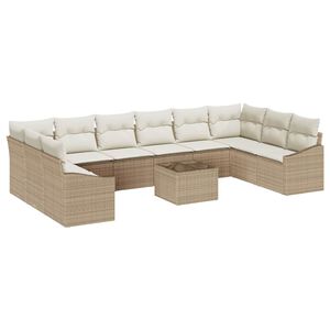 vidaXL Sofa S&aelig;t med pude 11 pcs Beige polyrattan