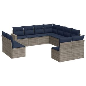 vidaXL lounges&aelig;t til haven 11 dele med hynder polyrattan gr&aring;