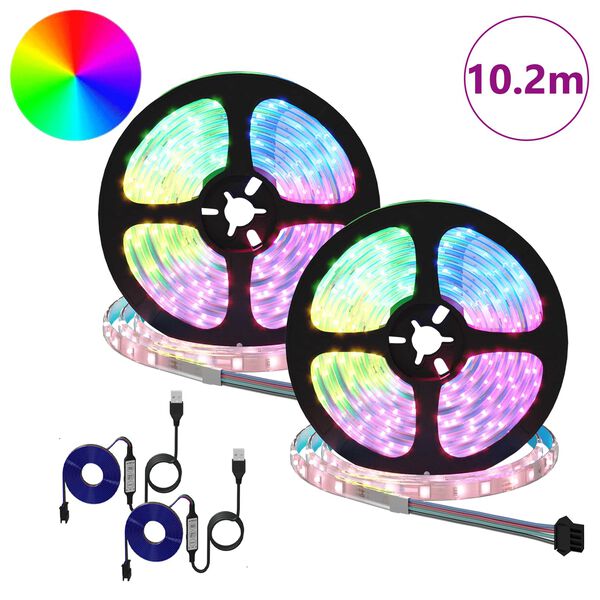 vidaXL LED Strip 2 pcs Sort og Gennemsigtig 5100 mm Kobber og plastik