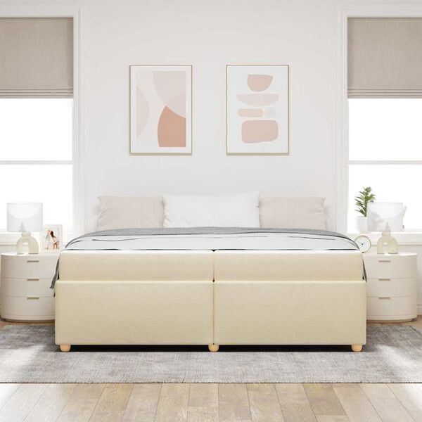 vidaXL Sengestel med madras Creme 200 x 200 cm Stof
