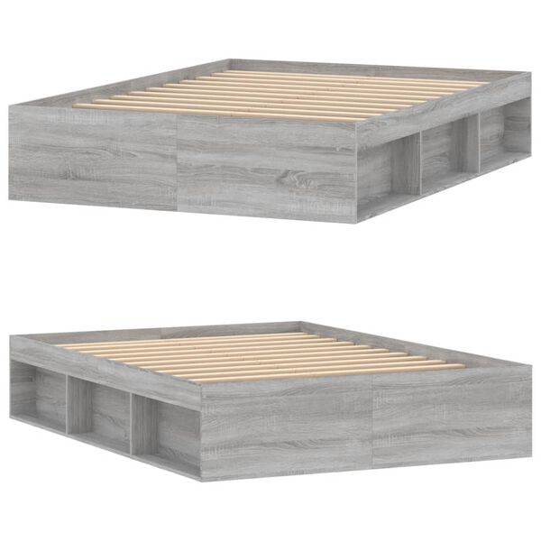 vidaXL sengeramme 135x190 cm grå sonoma-eg