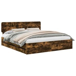 vidaXL Sengestel med skuffe R&oslash;get Eg 180 x 200 cm Konstrueret tr&aelig;