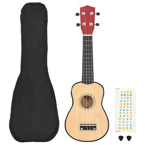 vidaXL ukuleles&aelig;t sopran med taske til b&oslash;rn 21" lyst tr&aelig;