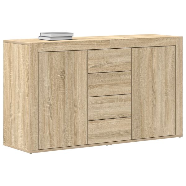 vidaXL Sideboard med skuffe Sonoma eg 120 x 36 x 69 cm Konstrueret tr&aelig;