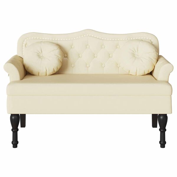 vidaXL Chesterfield b&aelig;nk med pude Creme 120.5 x 65 x 75 cm Faux l&aelig;der