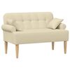 vidaXL L&aelig;nestol med knap tufting Cremefarvet 120 x 65 x 79 cm Stof