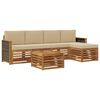 vidaXL Udend&oslash;rs sofagruppe med pude 6 pcs Naturlig og Beige
