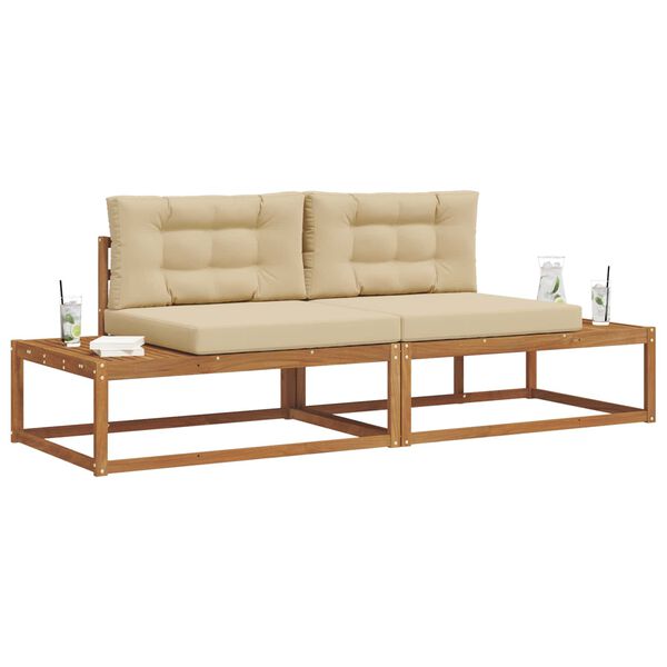 vidaXL Udend&oslash;rs sofagruppe med pude 2 Stk Naturlig og Beige
