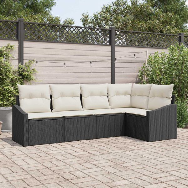 vidaXL Sofa Sæt med pude 5 pcs Sort polyrattan