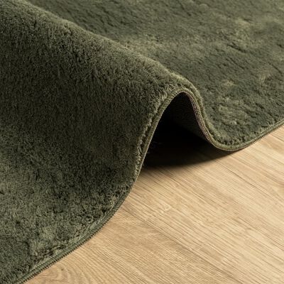 vidaXL gulvtæppe HUARTE 60x110 cm kort luv og vaskbart skovgrøn