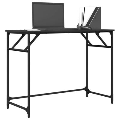 vidaXL skrivebord 100x45x76 cm konstrueret træ pulverlakeret stål sort