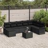 vidaXL Havesofa S&aelig;t med pude 9 pcs Sort polyrattan