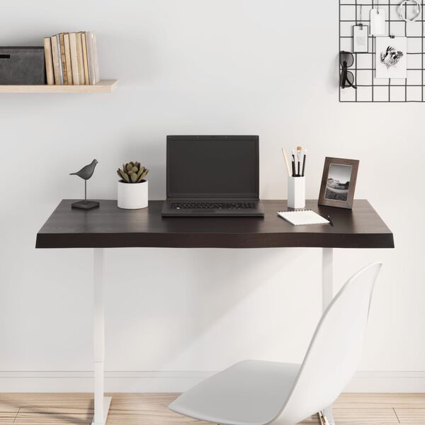 vidaXL bordplade 100x40x(2-4) cm naturlig kant behandlet tr&aelig; m&oslash;rkebrun