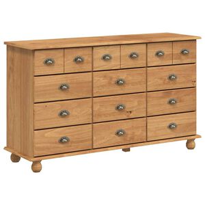 vidaXL Skuffeskab ASKIM Brun 79 x 40 x 133,5 cm Massiv fyrretr&aelig;