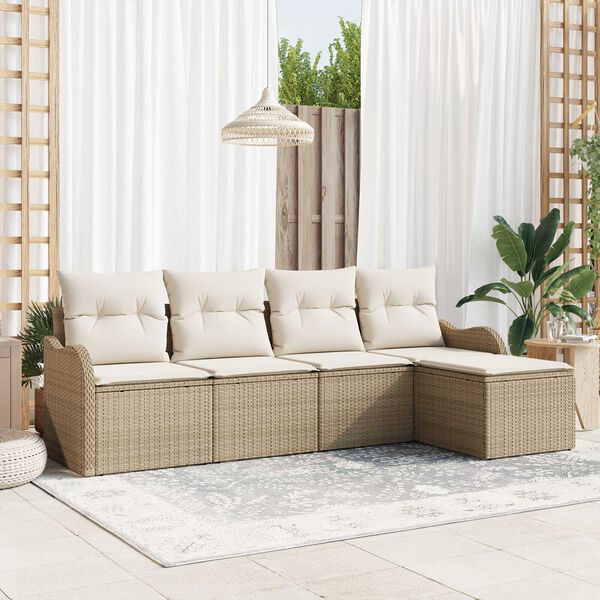 vidaXL Havesofa S&aelig;t Beige polyrattan