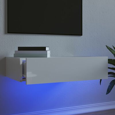 vidaXL tv-skab med LED-lys 60x35x15,5 cm hvid højglans