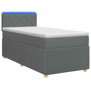 vidaXL Box Spring Seng med Madras og LED M&oslash;rkegr&aring; 90 x 190 cm Stof