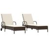 vidaXL liggestole 2 stk. med hynder polyrattan brun
