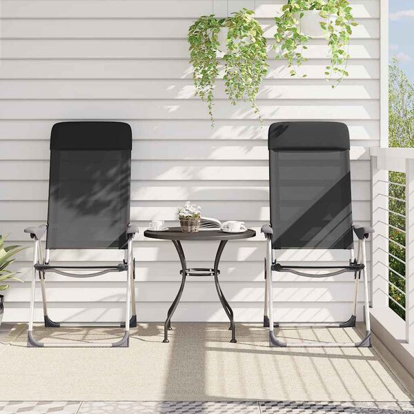 vidaXL foldbare campingstole 2 stk. aluminium sort