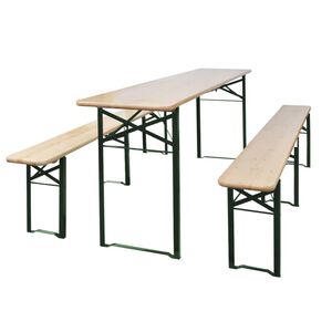 vidaXL foldbart &oslash;lbord med 2 b&aelig;nke 220 cm fyrretr&aelig;