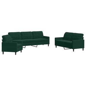 vidaXL sofas&aelig;t 3 dele med hynder velour m&oslash;rkegr&oslash;n