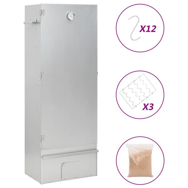 vidaXL rygeovn med r&oslash;gflis 44,5x29x110 cm galvaniseret st&aring;l