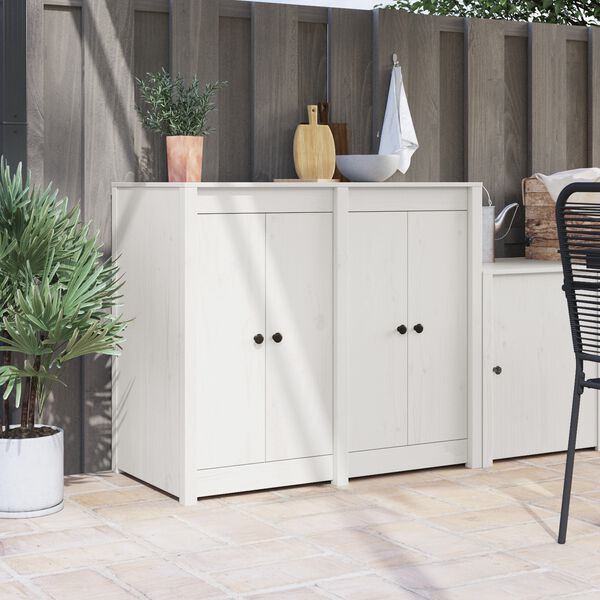 vidaXL K&oslash;kkend&oslash;r MEPPEL 2 pcs Hvid 50 x 9 x 82 cm Massivt fyrretr&aelig;