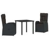 vidaXL Have Spisebordss&aelig;t 3 stk. Sort polyrattan