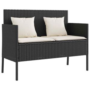 vidaXL haveb&aelig;nk med hynder polyrattan sort