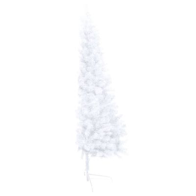 vidaXL kunstigt halvt juletræ med LED-lys og kuglesæt 120 cm hvid