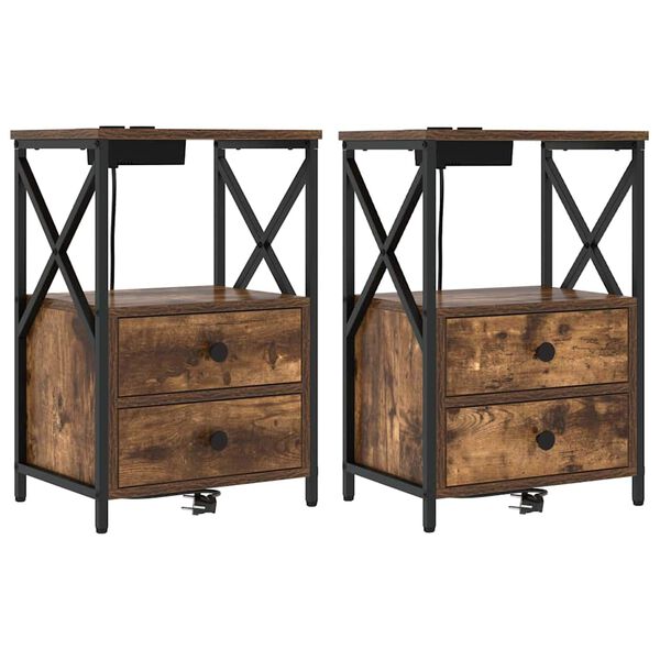 vidaXL Natskab 2 pcs R&oslash;get eg 40 x 31 x 60 cm Konstrueret tr&aelig;