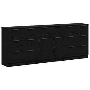 vidaXL Sideboard 3 stk. Sort eg 181 x 30 x 70 cm Konstrueret tr&aelig;
