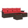 vidaXL Havesofa S&aelig;t med opbevaring 6 pcs Brun polyrattan