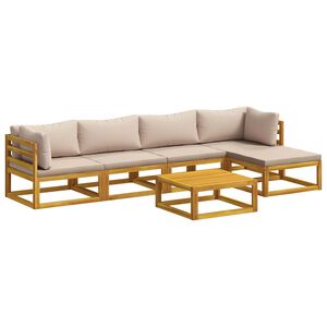 vidaXL Sofa S&aelig;t 6 stk. Naturfarvet Massivt Akacietr&aelig;