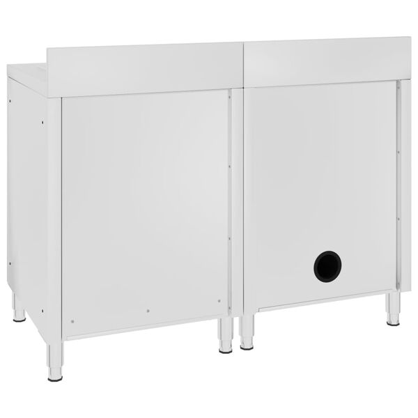 vidaXL kommerciel k&oslash;kkenvask med skab 120x60x96 cm rustfrit st&aring;l