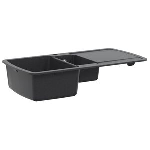 vidaXL K&oslash;kkenvask dobbelt vask Granite 96 x 50 x 31 cm Grafitgr&aring;