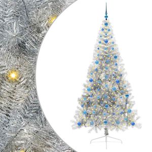 vidaXL Kunstig Forbelyst Juletr&aelig; med 300 LED'er S&oslash;lv 210 cm PET