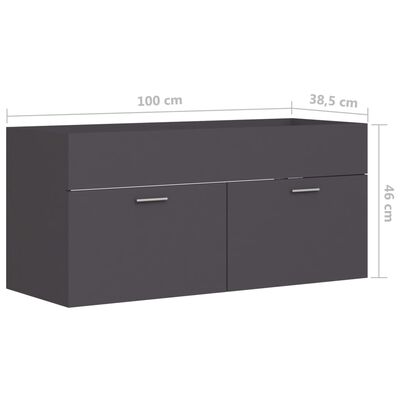 vidaXL vaskeskab 100x38,5x46 cm spånplade grå
